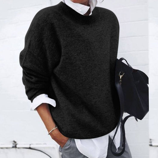 Annika | Wollpullover für Damen Oversized Rundhals Strickpullover