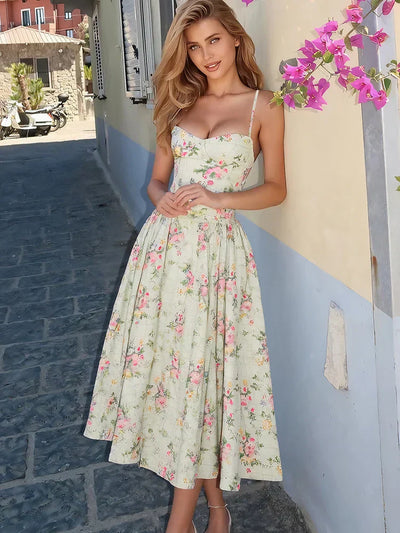 Hazel | Geblümtes Träger-Midikleid für Hochzeitsgäste