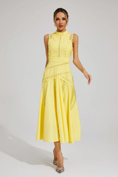 Caroline | Ärmelloses Spitzen-Midikleid für Hochzeitsgäste