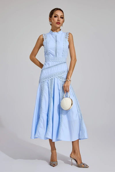 Caroline | Ärmelloses Spitzen-Midikleid für Hochzeitsgäste