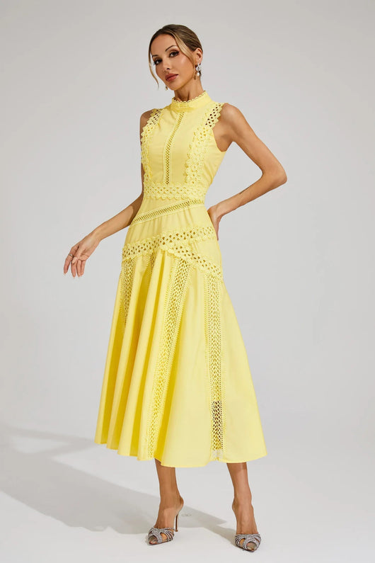 Caroline | Ärmelloses Spitzen-Midikleid für Hochzeitsgäste