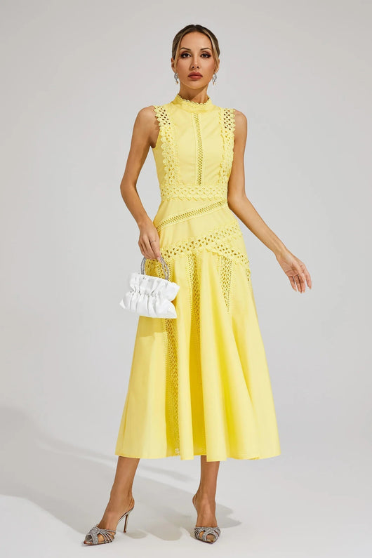Caroline | Ärmelloses Spitzen-Midikleid für Hochzeitsgäste