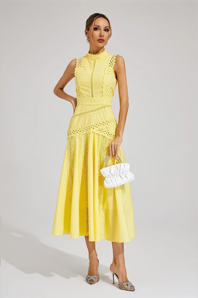 Caroline | Ärmelloses Spitzen-Midikleid für Hochzeitsgäste