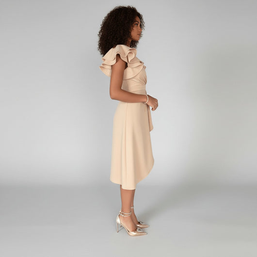 Florence | Elegantes Damen-Wickelkleid mit V-Ausschnitt und Rüschenärmeln