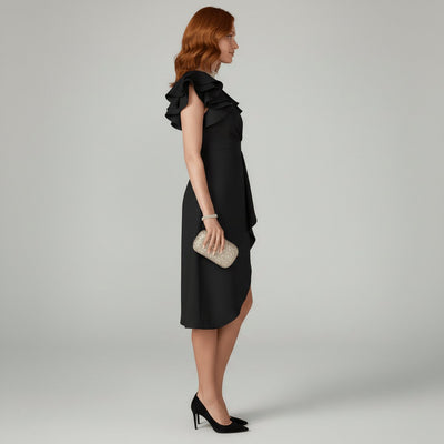 Florence | Elegantes Damen-Wickelkleid mit V-Ausschnitt und Rüschenärmeln