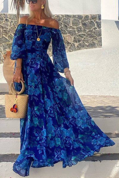 Isla | Florales Damen-Maxikleid mit schulterfreiem Design für Hochzeiten und Abendveranstaltungen