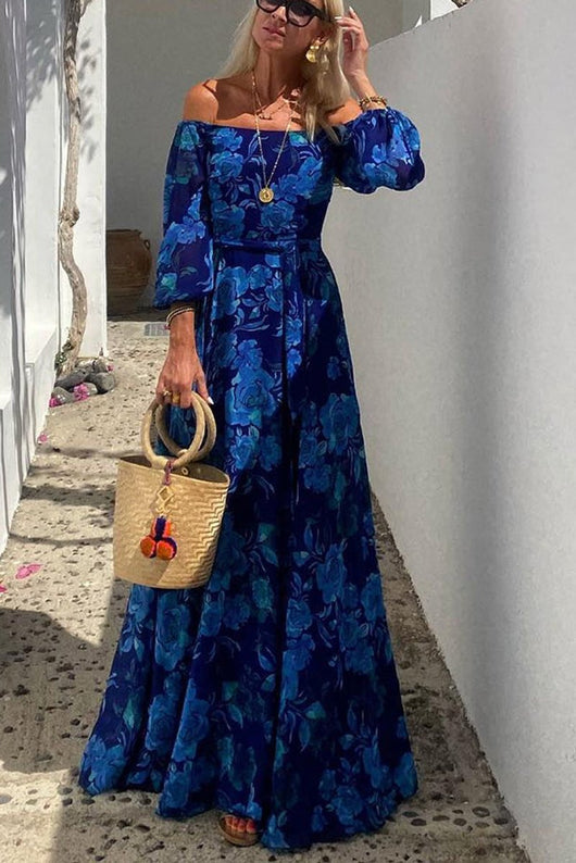 Isla | Florales Damen-Maxikleid mit schulterfreiem Design für Hochzeiten und Abendveranstaltungen
