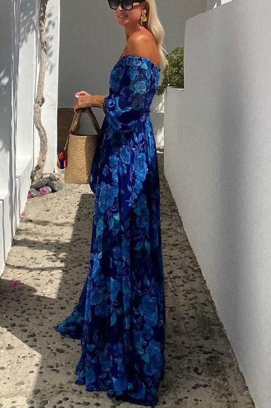Isla | Florales Damen-Maxikleid mit schulterfreiem Design für Hochzeiten und Abendveranstaltungen