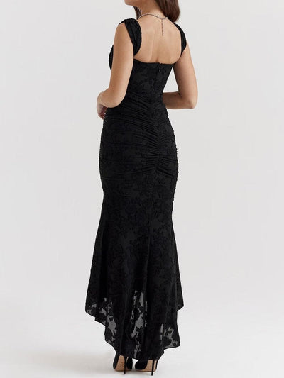 Rosie | Damen-Jacquardkleid mit Spitzenkorsett, Raffungen und Meerjungfrausaum