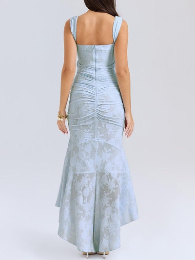 Rosie | Damen-Jacquardkleid mit Spitzenkorsett, Raffungen und Meerjungfrausaum
