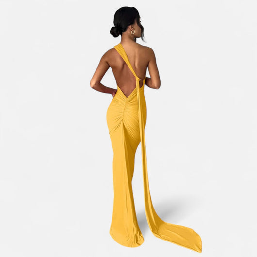 Lara | Damen Maxikleid mit Ein-Schulter-Neckholder