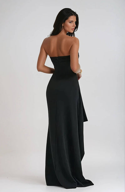Claudia | Damen Trägerloses Maxikleid mit Schlitz für Gäste